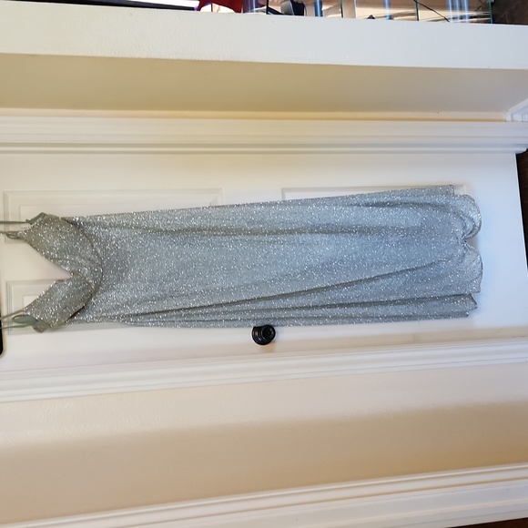 Beaded Deep V Neck Old Hollywood Gown in Sea Foam - Picture 1 of 16